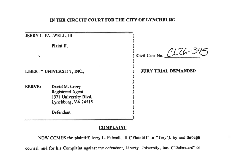 Jerry Falwell’s Grandson Files $1.75M Lawsuit Against Liberty University